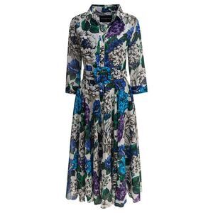 SAMANTHA SUNG Asterabelia Floral Print Shirt Dress Women BLUE Dresses